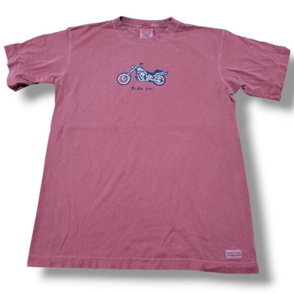 Life is Good Shirt Size Medium Motorcycle "Ride On" Graphic Tee Graphic T-Shirt - Picture 1 of 7